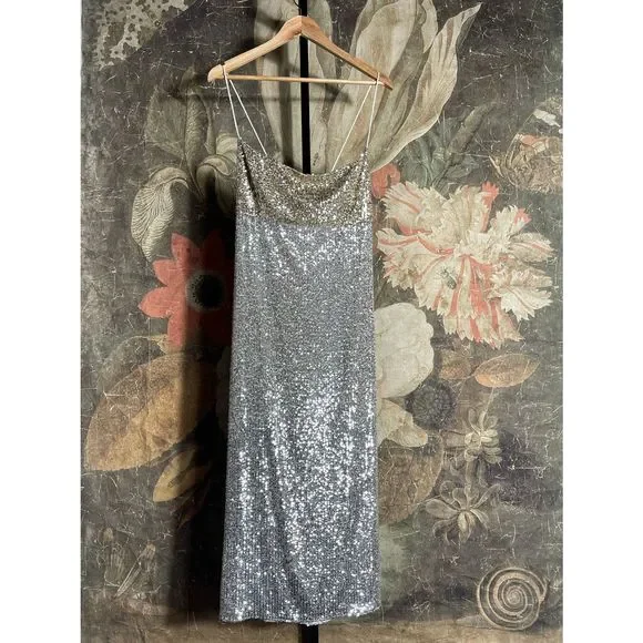 New Sachin & Babi Colorblocked Sequined Midi Dress sz 14 - Picture 6 of 10